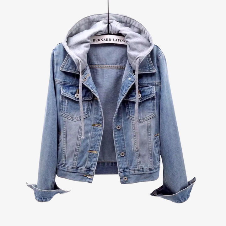 Stijlvol cropped denim jack met capuchon voor dames