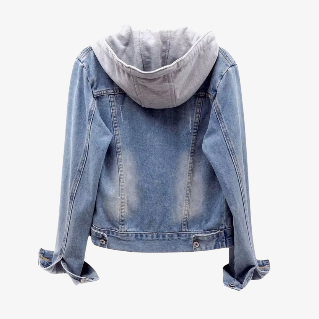 Stijlvol cropped denim jack met capuchon voor dames