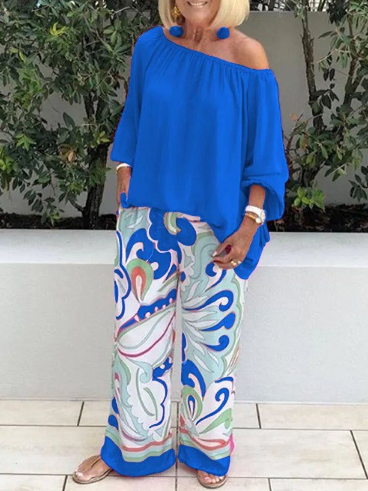 Stijlvolle off-shoulder tweedelige set