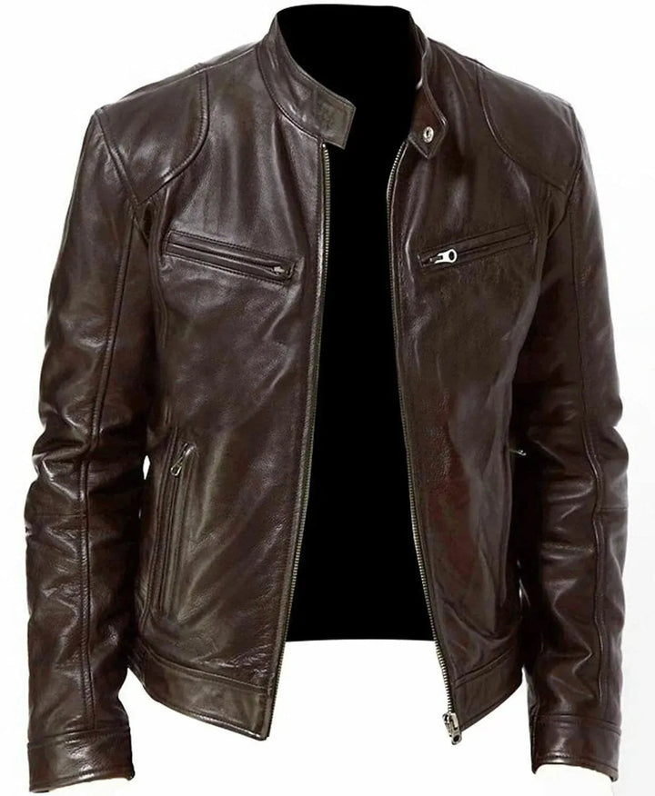 Stoere leren motorjas voor heren