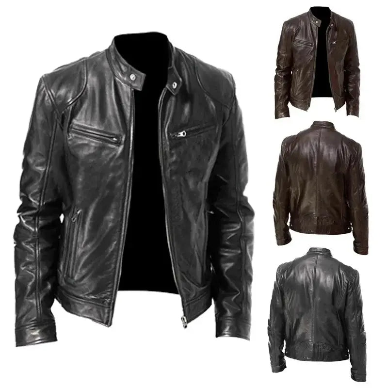 Stoere leren motorjas voor heren