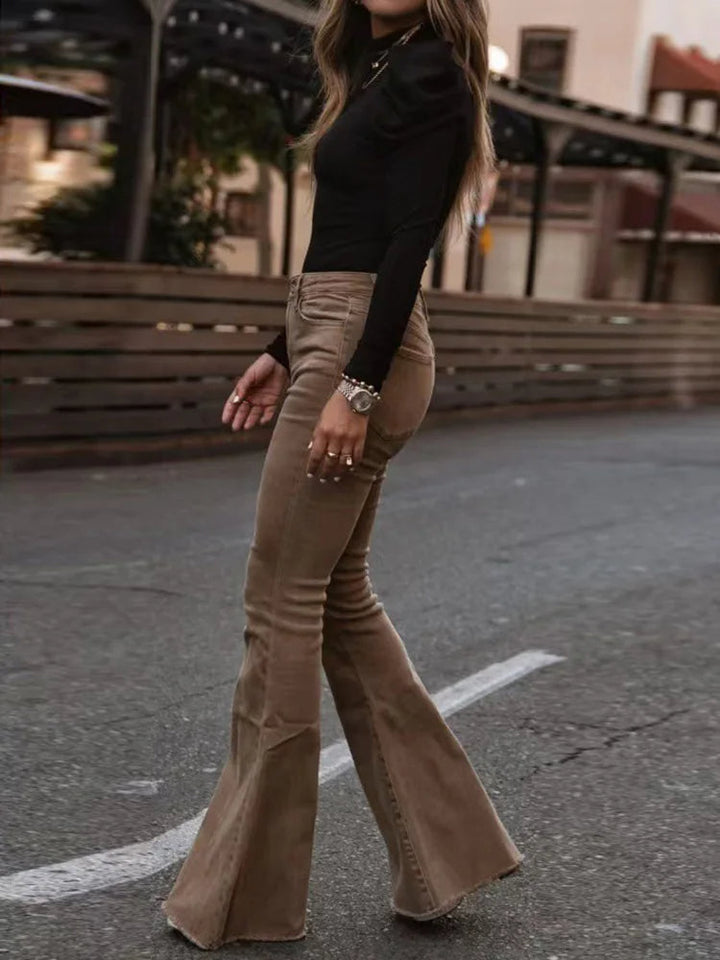 Trendy corduroy flare broek voor dames