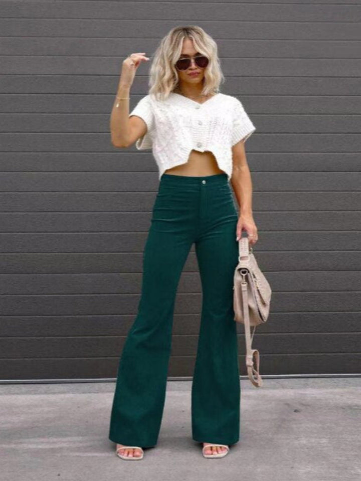 Trendy corduroy flare broek voor dames