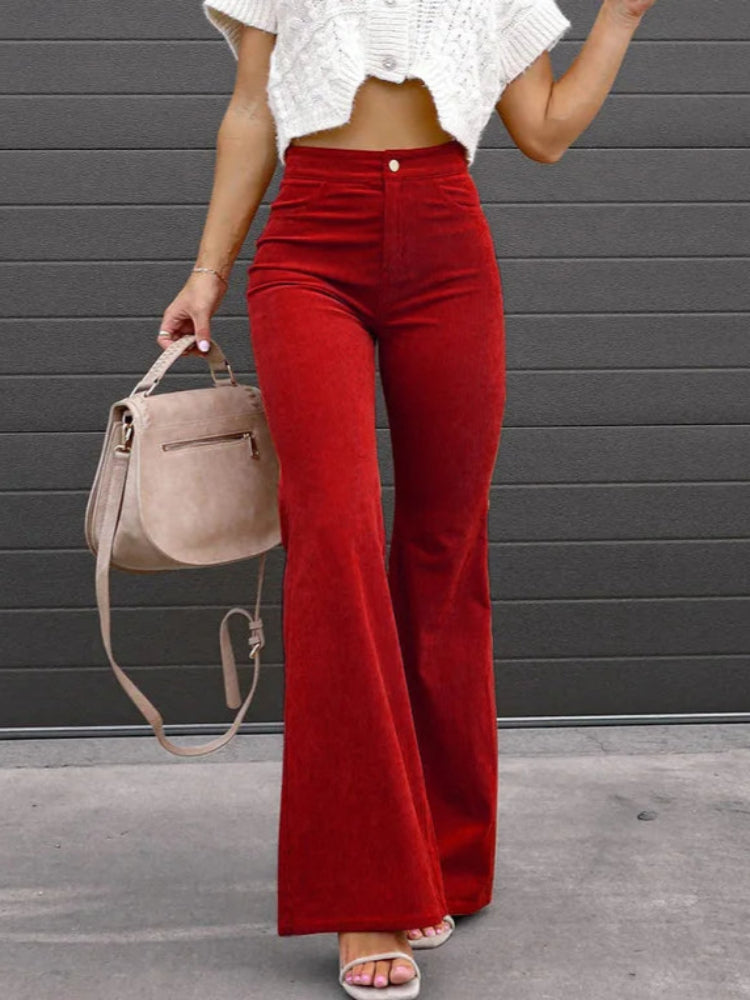 Trendy corduroy flare broek voor dames