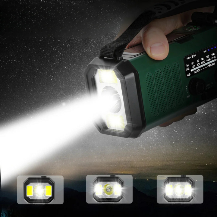 Universele noodcrank & zonne-energie radio