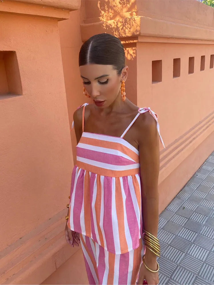 Verfijnde tweedelige linnen set