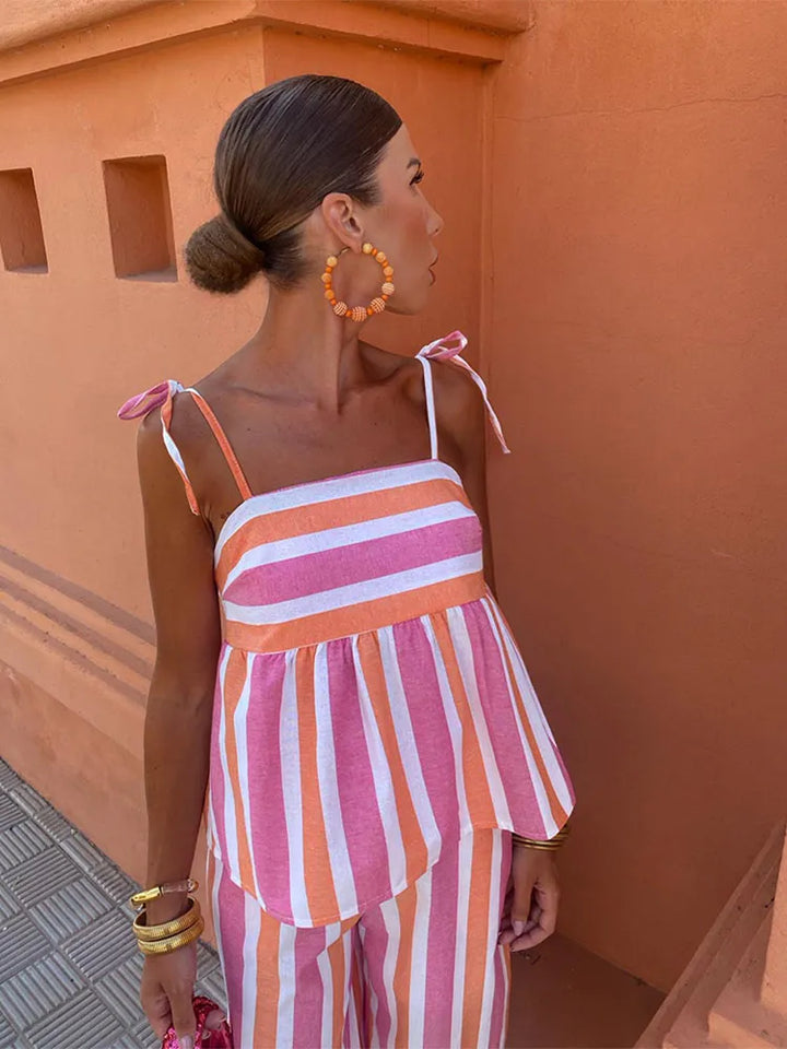 Verfijnde tweedelige linnen set