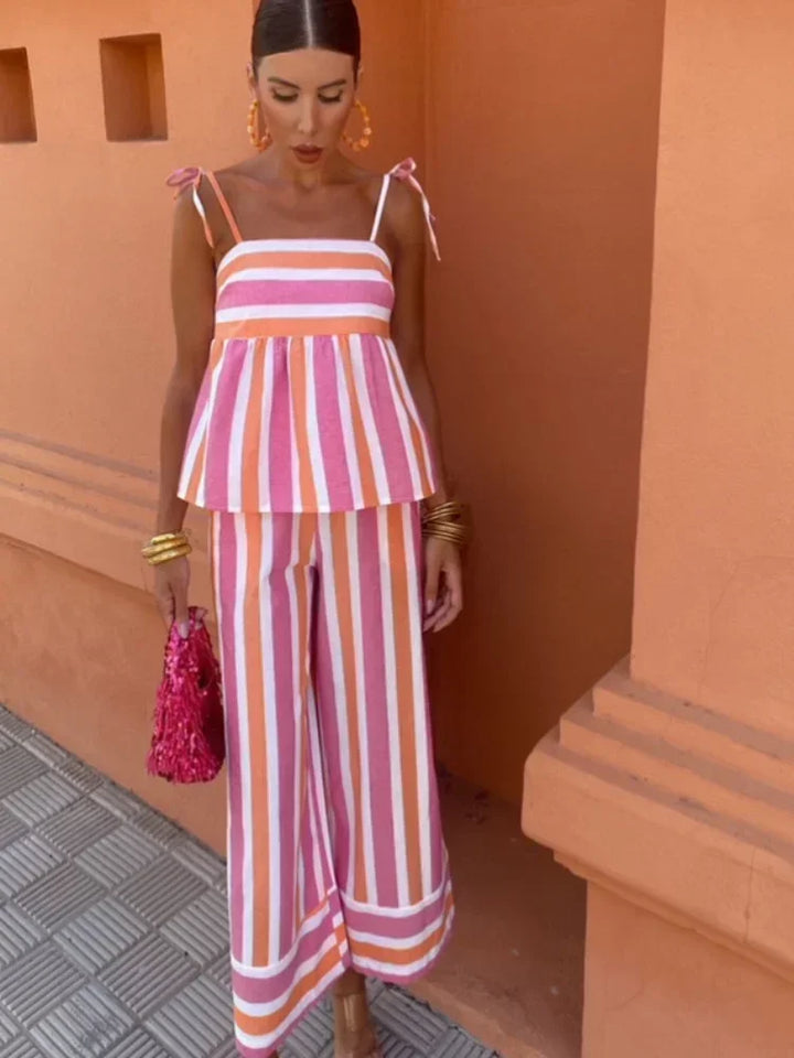 Verfijnde tweedelige linnen set