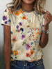 Vintage bloemen-T-shirt voor dames met ronde hals