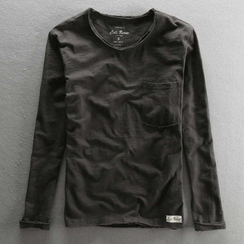 Vintage katoenen shirt met lange mouwen en ronde hals