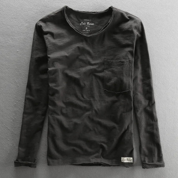 Vintage katoenen shirt met lange mouwen en ronde hals