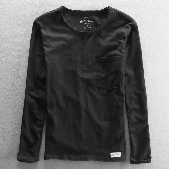 Vintage katoenen shirt met lange mouwen en ronde hals