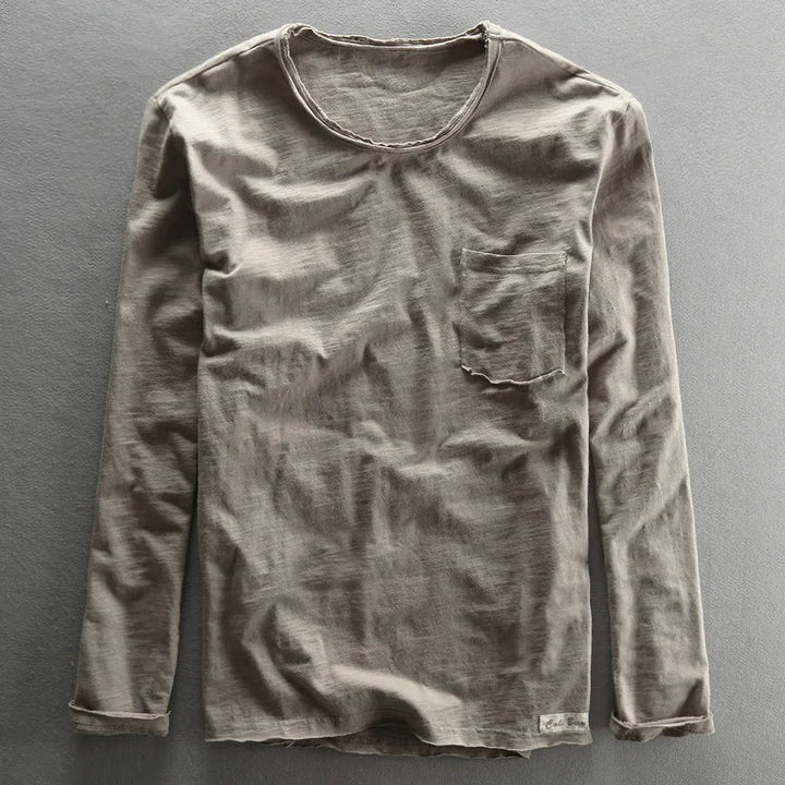 Vintage katoenen shirt met lange mouwen en ronde hals