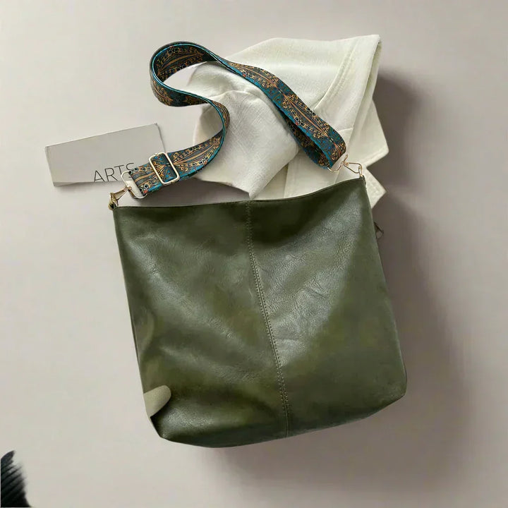 Vintage leren schoudertas voor dames