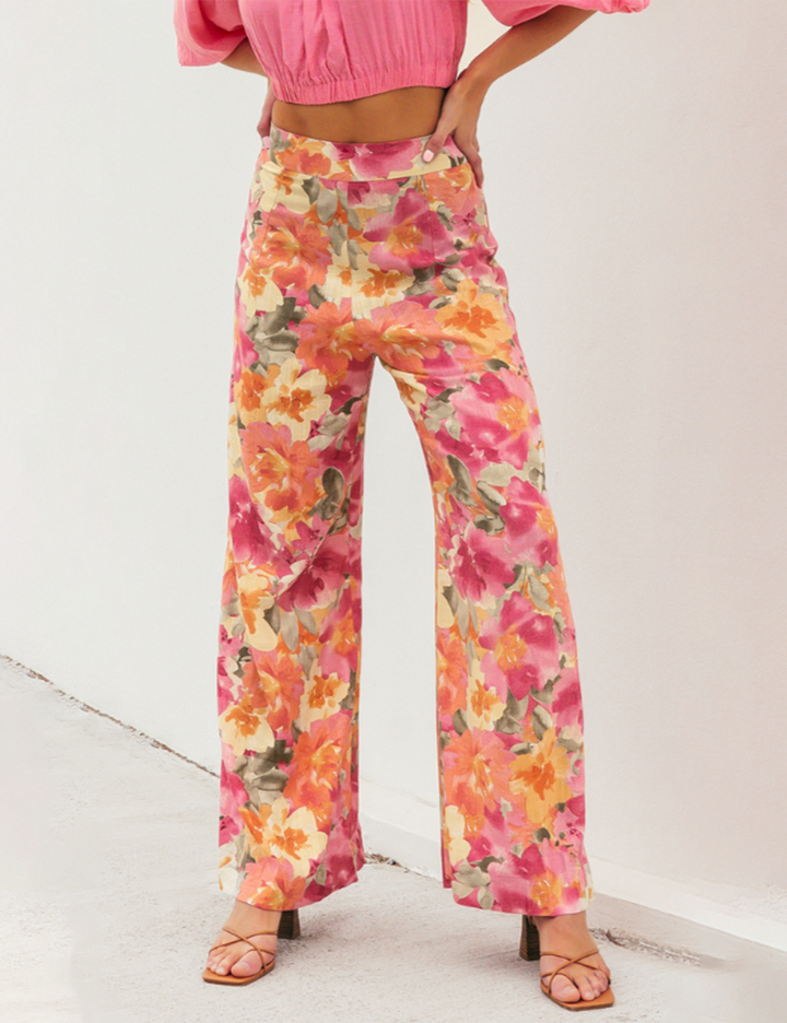 Wijde pantalon met bloemenprint