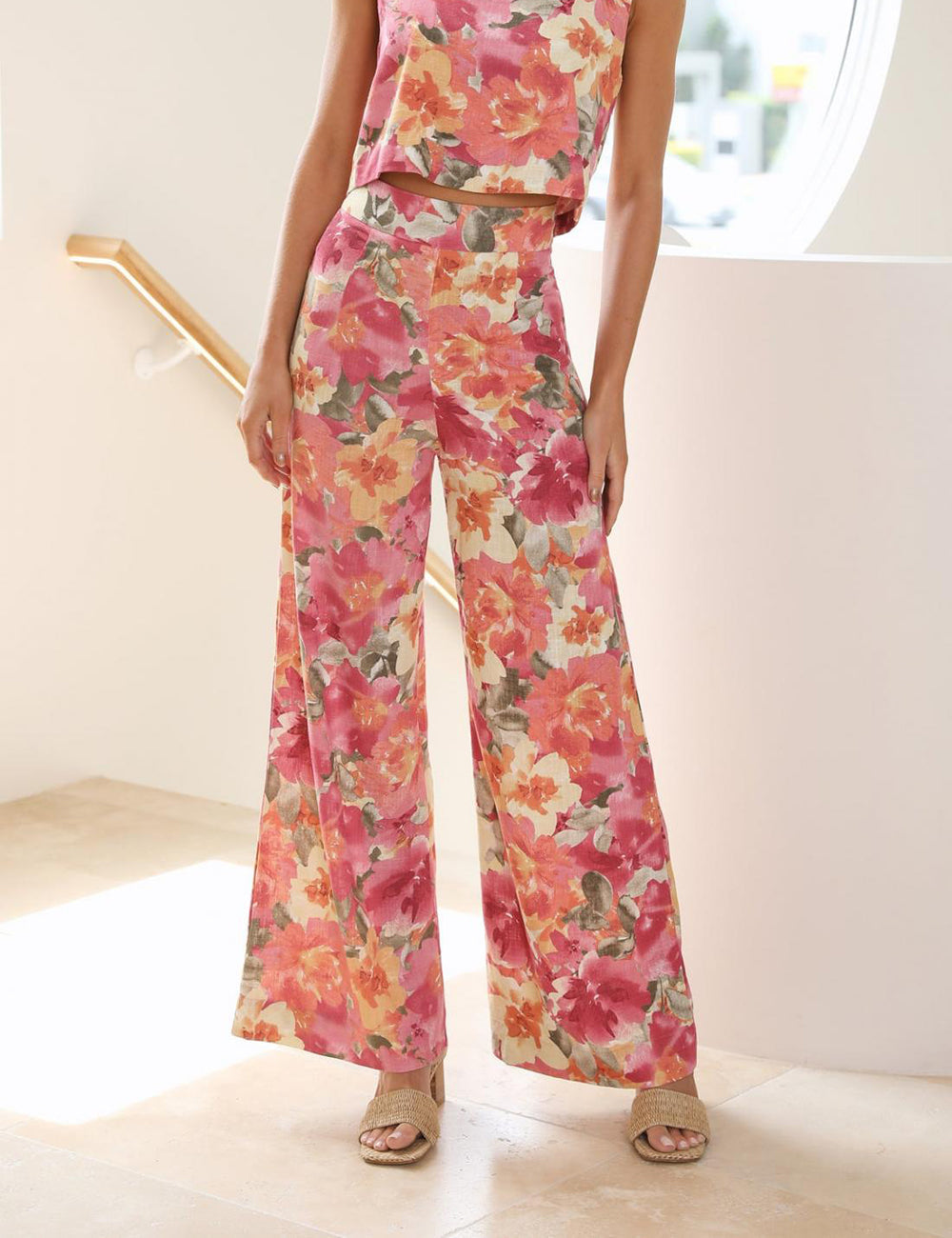 Wijde pantalon met bloemenprint