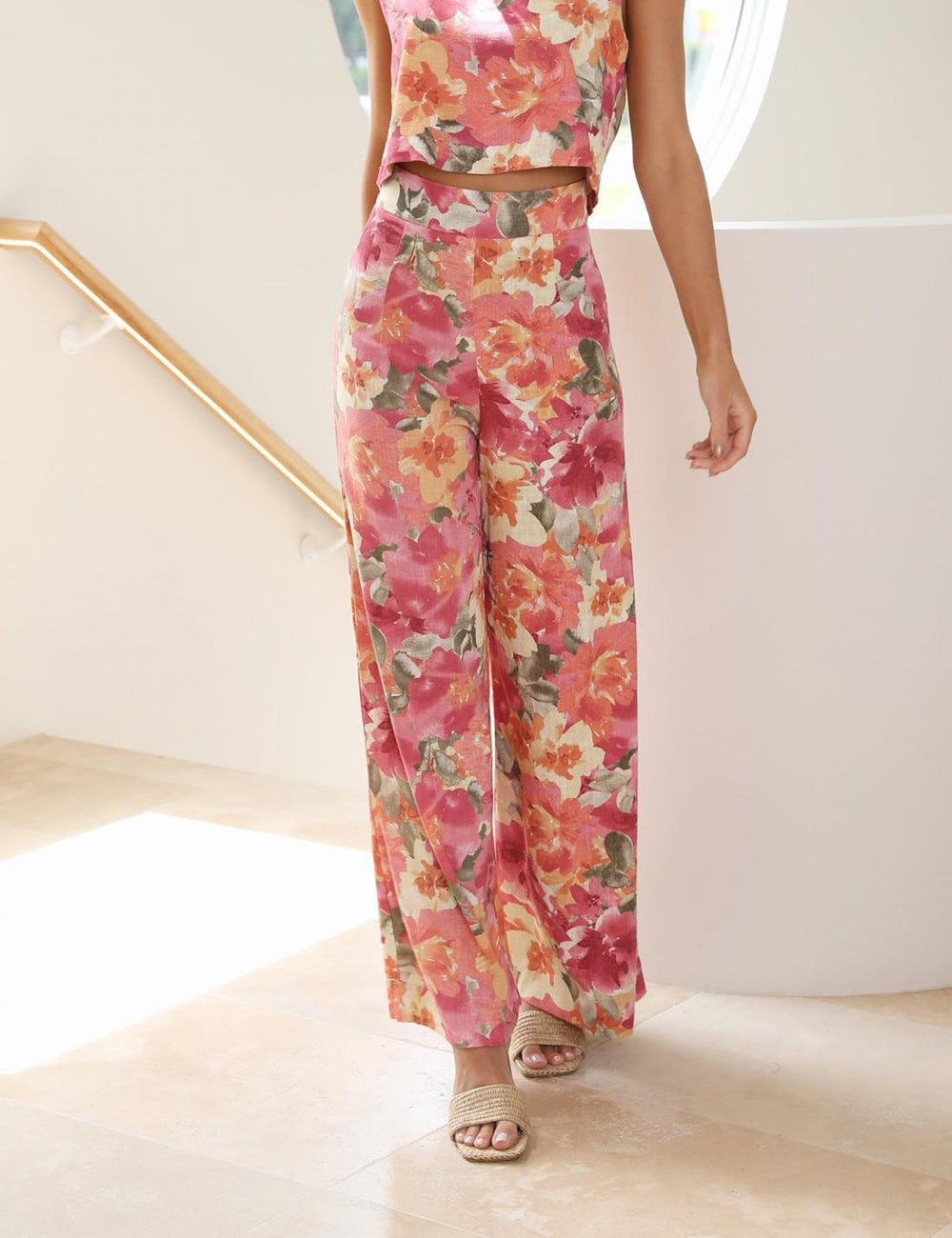Wijde pantalon met bloemenprint