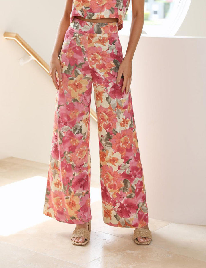 Wijde pantalon met bloemenprint