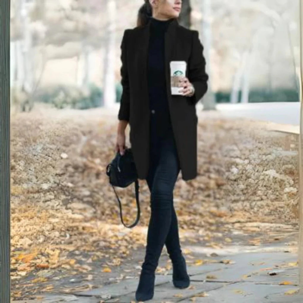 Winterjas met opstaande kraag voor dames - elegante overlaag met klassieke warmte