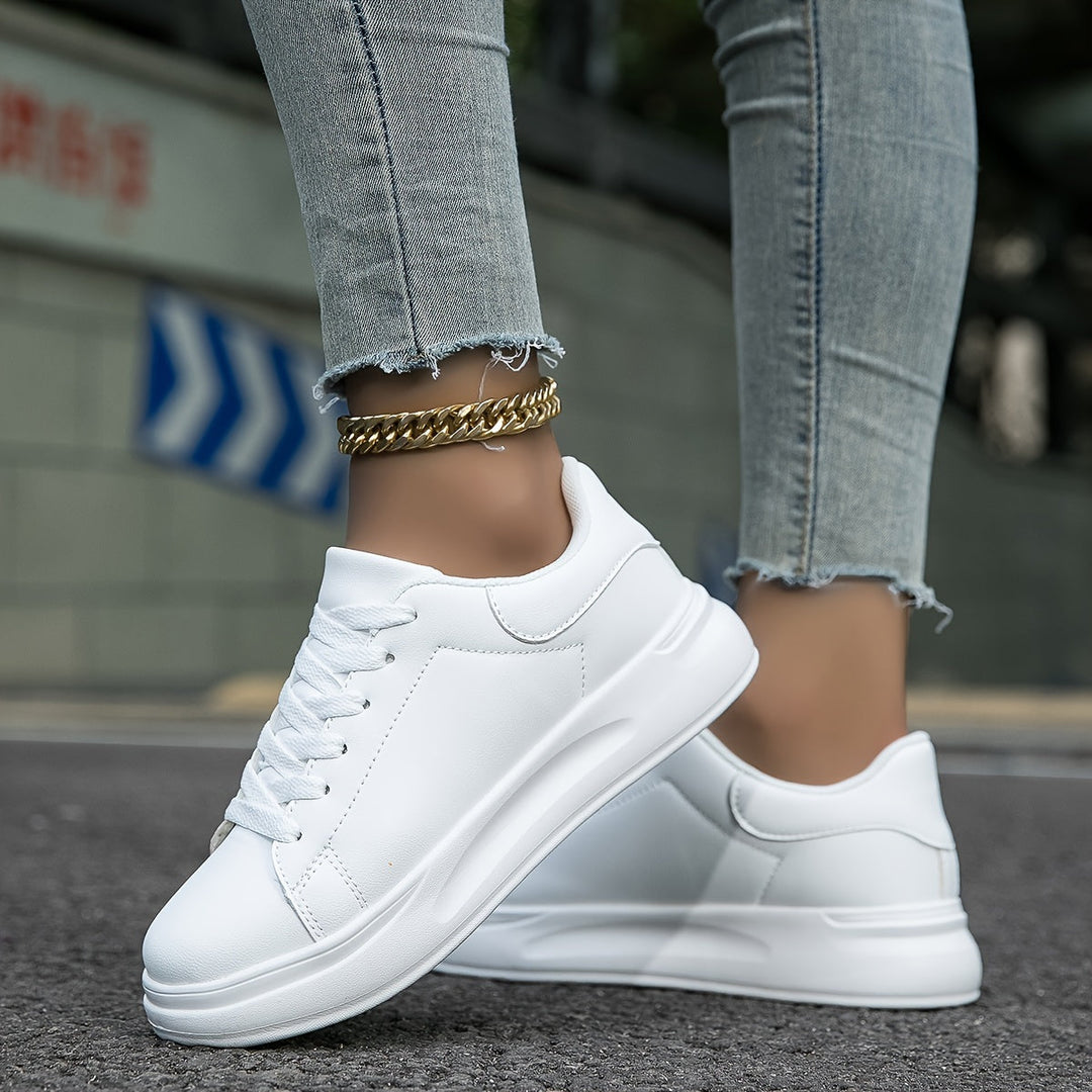 Witte leren sneakers voor dames