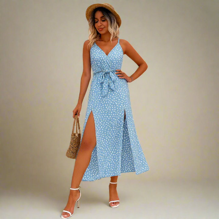 Zomerjurk met Dubbele Split en V-hals