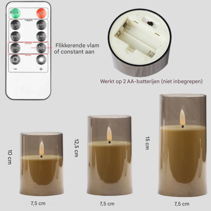 LED-kaarsset van 3 stuks