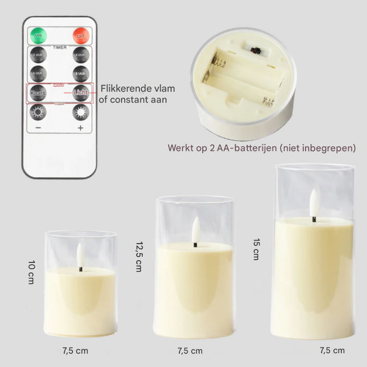 LED-kaarsset van 3 stuks